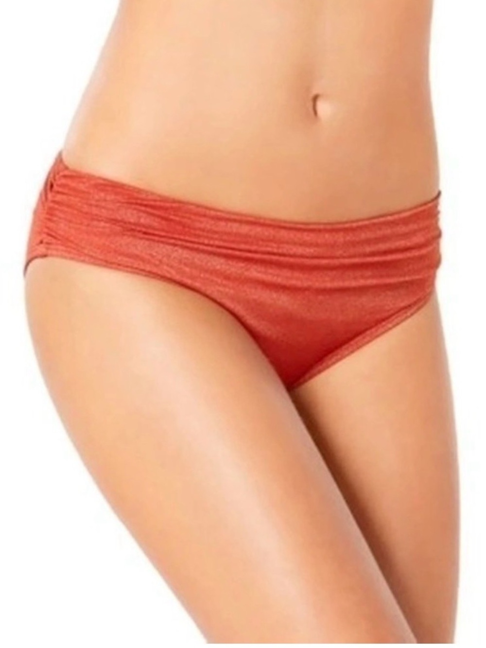 Kenneth Cole Shirred Band Hipster Rust Orange Bikini Bottom Size Medium NWT